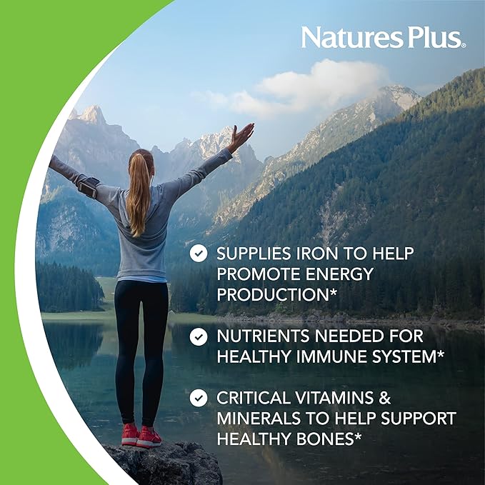 Natures Plus Source of Life Women - 120 Tablets, Pack of 2 - Multi-Vitamin & Mineral Supplement - with Iron, Calcium, Folate & Lutein - Gluten Free, Vegetarian - 120 Total Servings