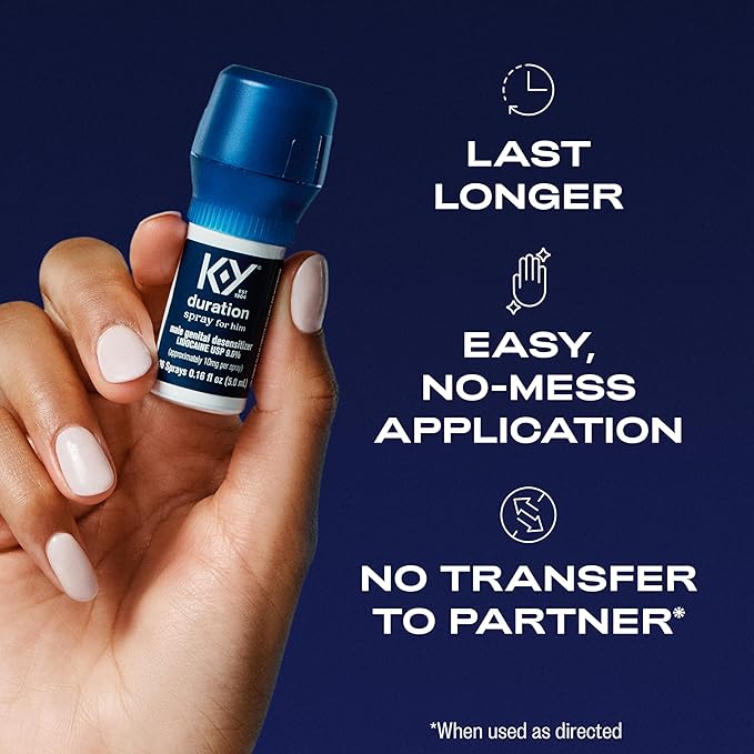 K-Y Duration Delay Spray, Numbing Climax Spray for Men & Lidocaine Desensitizing Spray, Climax Control, Sex Accessories for Adults Couples, Last Longer In Bed, 0.16 FL OZ (36 Sprays)