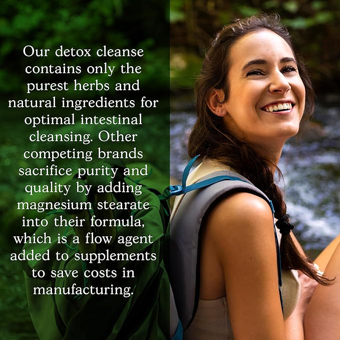 Intestinal Cleanse for Adults, Extra Strength Intestine Cleanser and Detox with Black Walnut Hull, Wormwood, and Echinacea, 60 Daily Cleanse Capsules