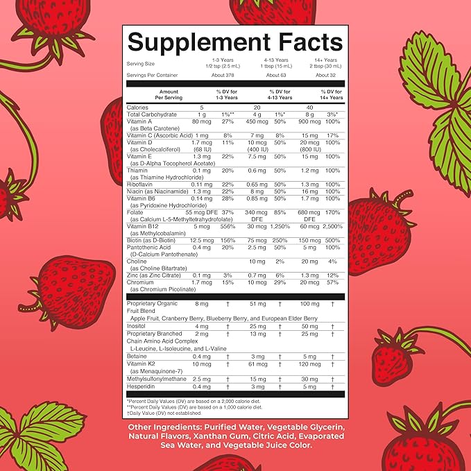 MaryRuth Organics Multivitamin for Women Men & Kids | Sugar Free | Vegan | Vitamin A, C, D, E, B12, Zinc | Daily Vitamins for Kids, Men, Women| Energy & Beauty Booster Multimineral | 32 Fl Oz