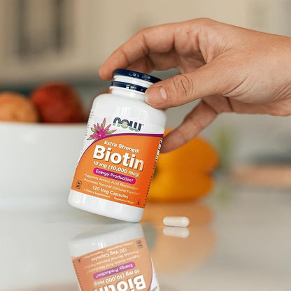 NOW Foods Supplements, Biotin 10 mg (10,000 mcg), Extra Strength, Energy Production*, 120 Veg Capsules