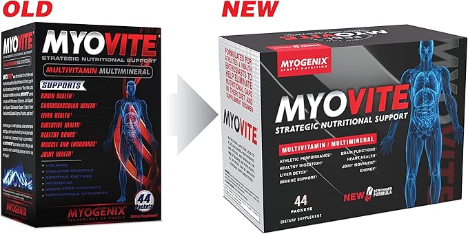 Myogenix Myovite Multivitamins for Athletes - High Performance Vitamins For Men and Women Athletes, Easy-to-Swallow Daily Vitamins (44 Packets/Box)