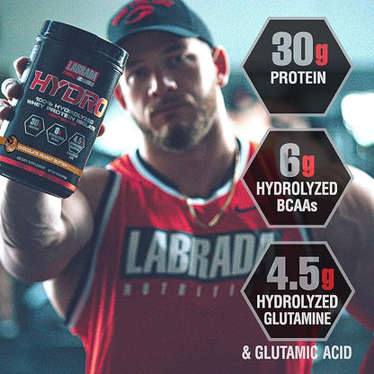 LABRADA HYDRO 100% Pure Hydrolyzed Whey Protein Isolate Powder, Lactose free, 6g BCAA’s, 4.5g Glutamine, Fastest Digesting Whey Available, Instant Mixing, Delicious Taste 20 Servings Choc PeanutButter