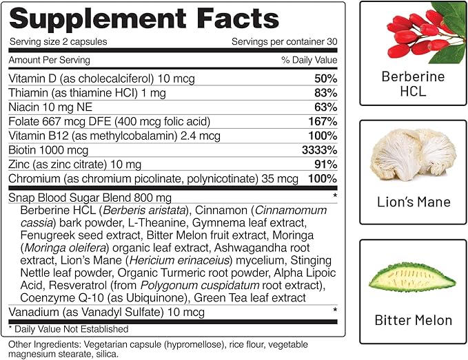 Snap Supplements Blood Sugar Blend - Support Healthy Blood Sugar, 180 Count