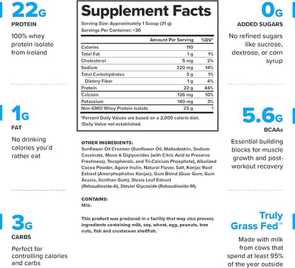 Legion Whey+ Whey Isolate Protein Powder from Grass Fed Cows - Low Carb, Low Calorie, Non-GMO, Lactose Free, Gluten Free, Sugar Free, All Natural Whey Protein Isolate, 30 Servings (Chocolate Hazelnut)