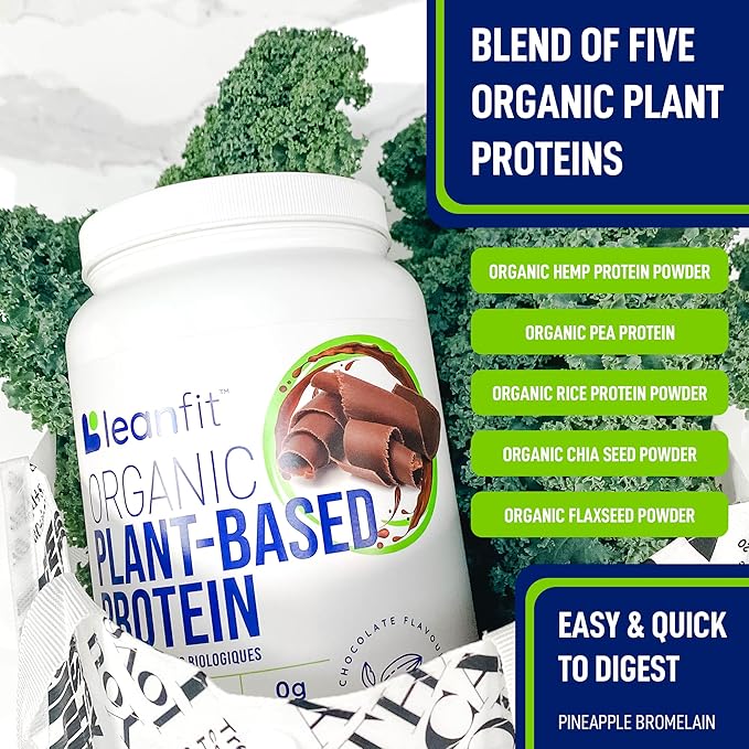 LeanFit Organic Plant-Based Protein Powder, Natural Chocolate Flavor - Vegan, USDA Organic Certified, Soy-Free, Gluten-Free, Dairy-Free, Sugar-Free, Non-GMO - 21g Protein, 18 Servings, 1.58 Pound Tub