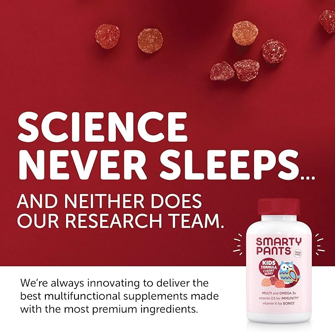 SmartyPants Kids Multivitamin Gummies: Omega 3 Fish Oil (EPA/DHA), Vitamin D3, C, Vitamin B12, B6, Vitamin A, K & Zinc for Immune Support, Grape, Cherry & Berry Flavors, 120 Count (30 Day Supply)