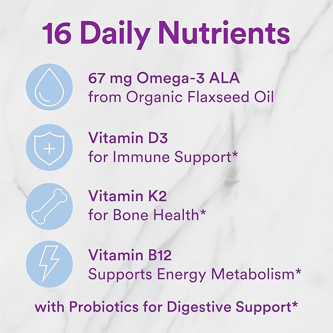 SmartyPants Organic Toddler Multivitamin, Daily Gummy Vitamins: Probiotics, Vitamin C, D3, Zinc, & B12 for Immune Support, Energy & Digestive Health, Fruit Flavor, 60 Gummies, 30 Day Supply