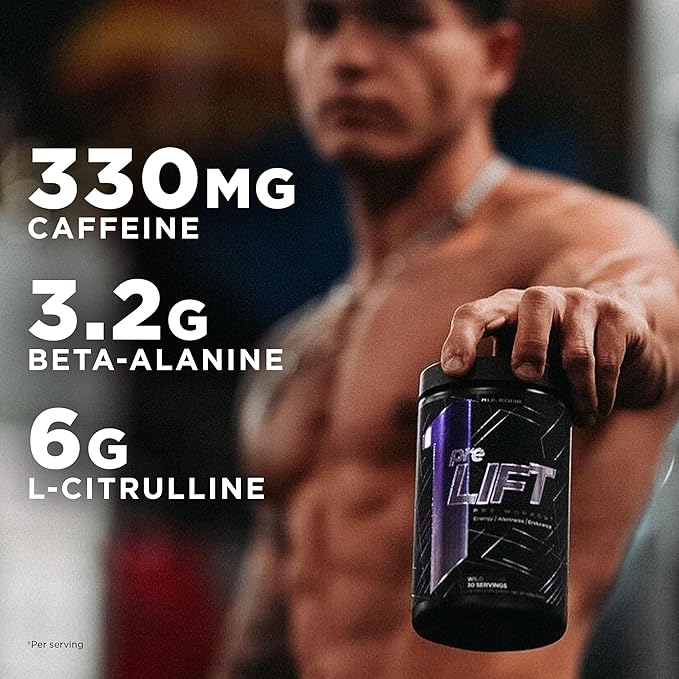 Rule 1 preLIFT Pre-Workout - 6g Citrulline, 3.2g Beta Alanine, 3 Caffeine Sources + 20 Others for Energy, Alertness, & Endurance (30 Servings, Acai Berry)