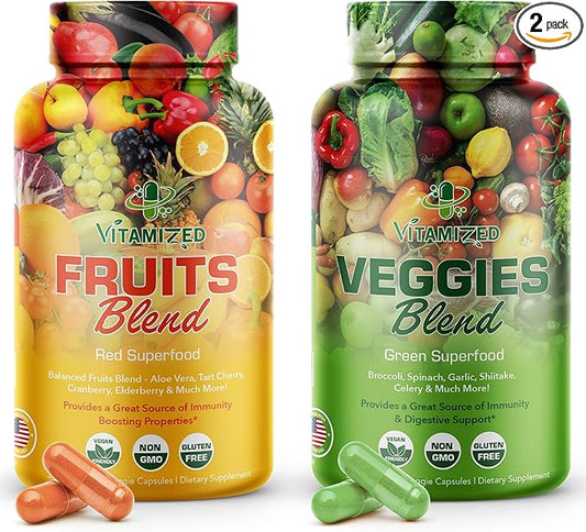 Fruits and Vegetables Supplements With BioPerine, Contains 38 Fruits & Vegetables Super Food Powder Supplements Formula For Overall Health & Nature Energy Boost for Adults Men & Women - Made in USA