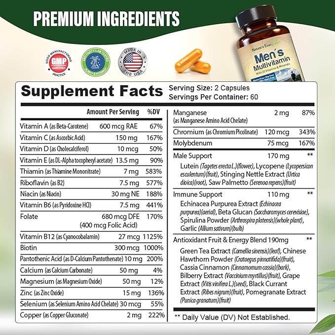 Best Multivitamin for Men | Completely Men's Multivitamins & Multiminerals with Over 20 Vitamins A, C, D, E, B12, Zinc & More Essential Vitamins for Men | Energy, Focus & Immune Health. 120 Capsules