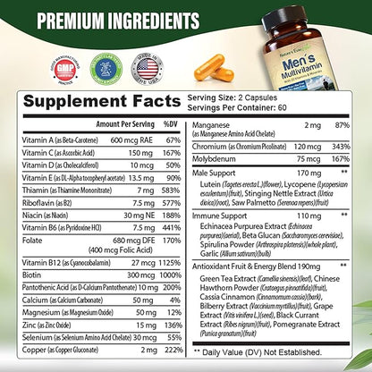 Best Multivitamin for Men | Completely Men's Multivitamins & Multiminerals with Over 20 Vitamins A, C, D, E, B12, Zinc & More Essential Vitamins for Men | Energy, Focus & Immune Health. 120 Capsules