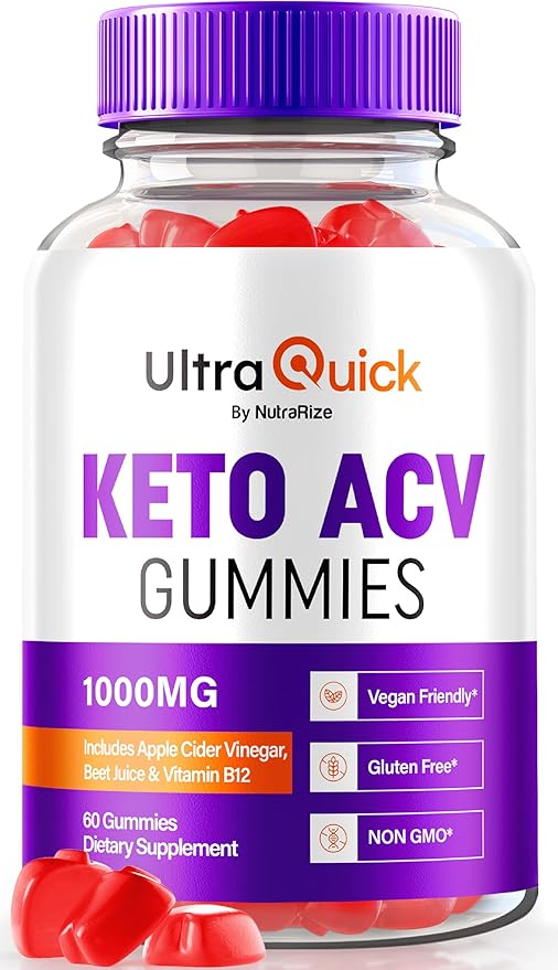 Ultra Quick Keto ACV Gummies, Ultra Quick Keto + ACV, All Natural Supplement, Premium Keto Plus ACV Formula, Apple Cider Vinegar 1000MG, Official UltraQuick Reviews (60 Gummies)