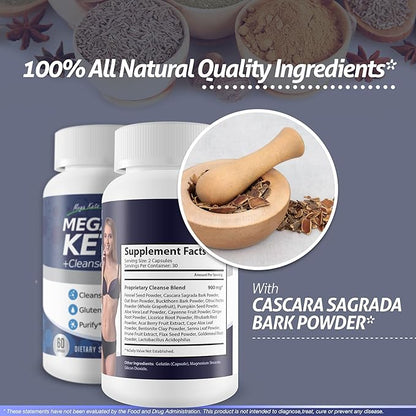 Mega Keto Diet + Cleanse - Help Reduce Gut Bloat - Blast Out Carbs to Support Ketosis Cleanse - Digestive Cleansing Ketogenic Support - Body Cleanse & Liver Cleanse - Help Support Overall Health