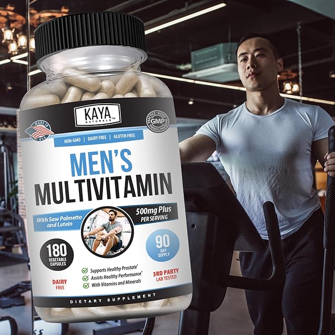 Kaya Naturals Multivitamin for Men - Men's Prostate Multivitamin - Multi Mineral Daily Supplement - Pills for Men - Supports Healthy Prostate - Vitaminas para Hombres - 180 Veggie Capsules
