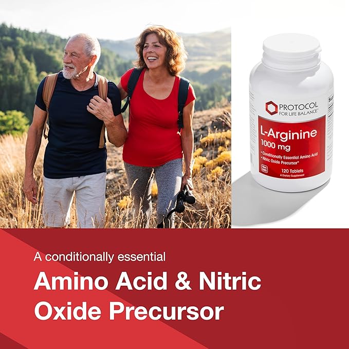 Protocol L-Arginine 1,000mg - Amino Acid - Urea Detox - Protein Protection - 120 Veg Caps