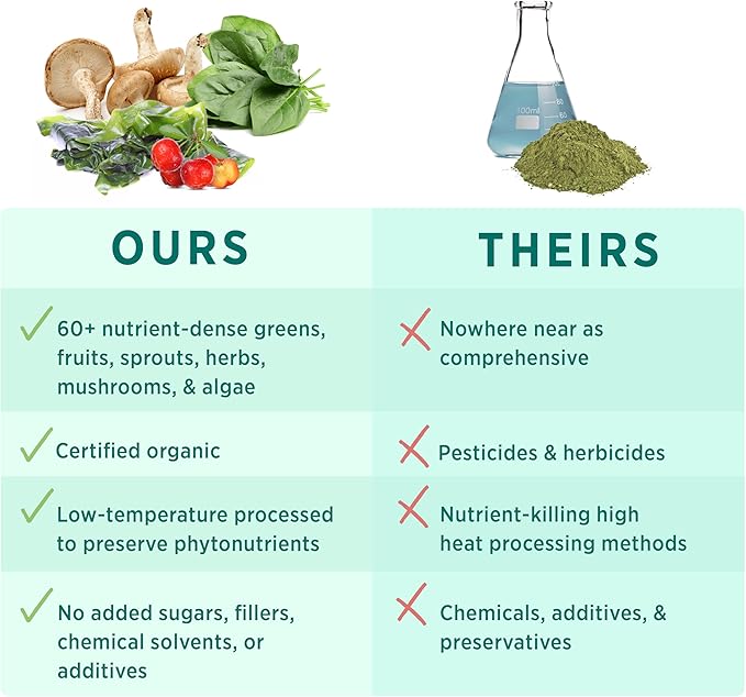 PURE SYNERGY Organic Superfood Powder | Organic Green Superfood Powder | Whole Food Supplement with Organic Greens, Spirulina and Mushrooms | For Energy, Healthy Aging, and Immune Health (12.5 ounces)