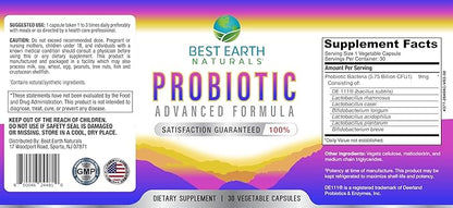 Best Earth Naturals Probiotics Advanced Formula for Women and Men with 5.75 Billion CFU - 30 Capsules (30 Day Supply)