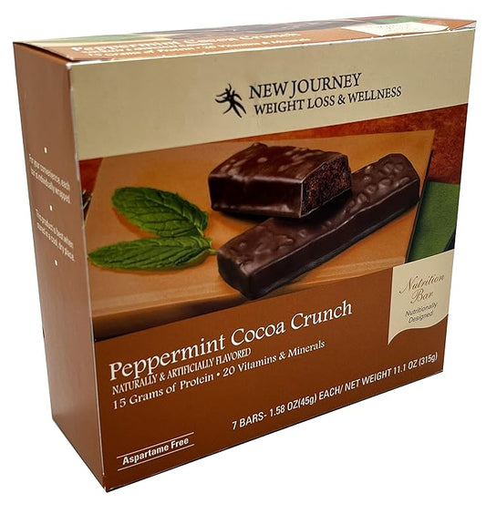 Peppermint Cocoa Crunch Bar - New Journey Weight Loss & Wellness - High Protein Meal Replacement Nutrition Bar (7 bars/box)