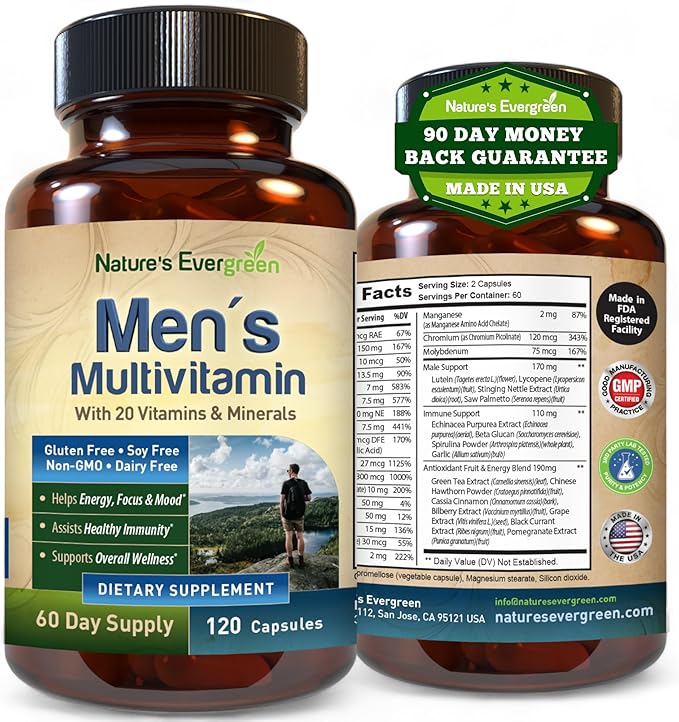 Best Multivitamin for Men | Completely Men's Multivitamins & Multiminerals with Over 20 Vitamins A, C, D, E, B12, Zinc & More Essential Vitamins for Men | Energy, Focus & Immune Health. 120 Capsules