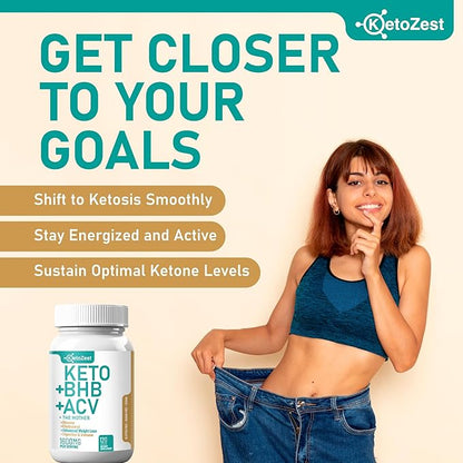 Keto ACV BHB Capsules 1600mg for Advanced Weight Loss & Belly Fat Burn - Organic Apple Cider Vinegar with The Mother Ketones Vegan Supplement - with Vitamin D3 Zinc Chromium for Men Women