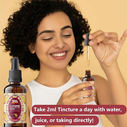 L-Lysine Supplement Liquid Drops | L-Lysine Vitamins 1000mg Tincture with Vitamin A, C, and B12 | Immune Support, Skin & Lips Health, Collagen Synthesis & Muscle Recovery | Non-GMO, Vegan，2 Fl Oz