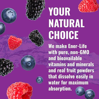 Ener-IV Electrolyte Hydration & Energy Drink Potassium Vitamin C & Zinc Electrolytes Powder Packets - Muscle Recovery & Immunity Sports Drinks for Women & Men Low Sugar Vegan, Mixed Berry - 24 Count