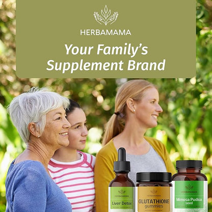 HERBAMAMA Reduced Glutathione Gummies - L-Glutathione 500 mg for Liver Detox and Cleanse - Liver Support Supplement - Vegan, Gelatin-Free, Non-GMO - 90 Mango-Flavored Antioxidant Chews.