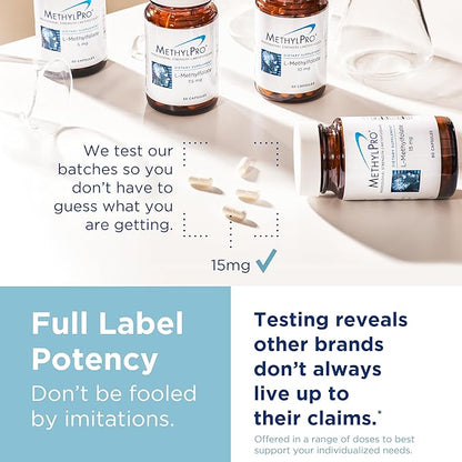 MethylPro 15mg L-Methylfolate - Professional Strength Active Methylfolate, 5-MTHF Supplement for Mood Support & Brain Health - Non-GMO + Gluten-Free with No Fillers (30 Capsules)