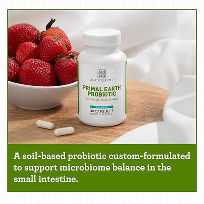Amy Myers MD Prescription Strength Soil Based Probiotic Three Strains - Primal Earth SBO Probiotics for Normal Bowel Pattern & Healthy GI Microflora - Supports Stomach Discomfort, Bloating and Nausea
