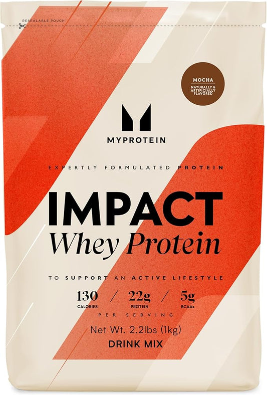 Myprotein Impact Whey Protein Powder, 2.2 Lbs (31 Servings) Mocha, 22g Protein & 5g BCAA Per Serving, Protein Shake for Superior Performance