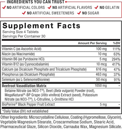 Force Factor Total Beets Blood Pressure Support with Grape Seed Extract and Non GMO Beet Root Powder for Heart Health, Circulation, & Blood Flow, 120 Count