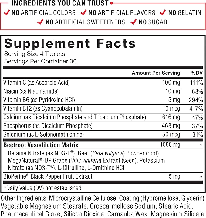 Force Factor Total Beets Nitric Oxide Supplement with Beet Root Powder, Nitrates, Grapeseed Extract for Circulation, Cardiovascular, Heart Health, 240 Tablets, 2 Pack