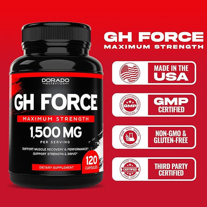 HGH Supplements for Men & Women (120 Count) 1500mg Support Muscle Growth & Healthy Levels of Human Growth Hormone for Men, Promote Healthy Muscle & Recovery For Men Post Workout Supplement - USA Made