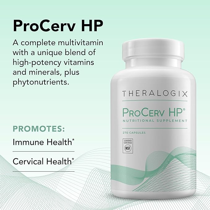 Theralogix ProCerv HP High-Potency Multivitamin - 90-Day Supply - Support for Women & Men - Immune Support Supplement - Includes Vitamin B, Vitamin C, Vitamin D & Zinc - NSF Certified - 270 Capsules