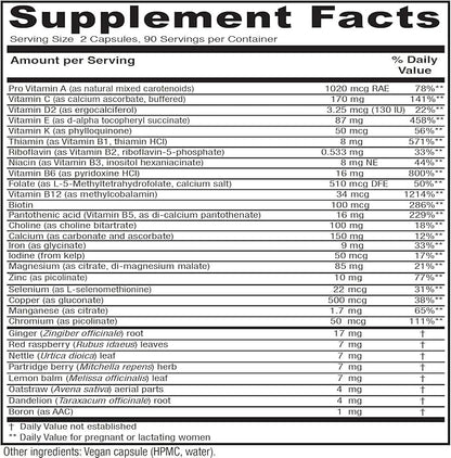 Vitanica Maternal Symmetry, Prenatal and Postnatal Vitamins, Vegan, 180 Capsules