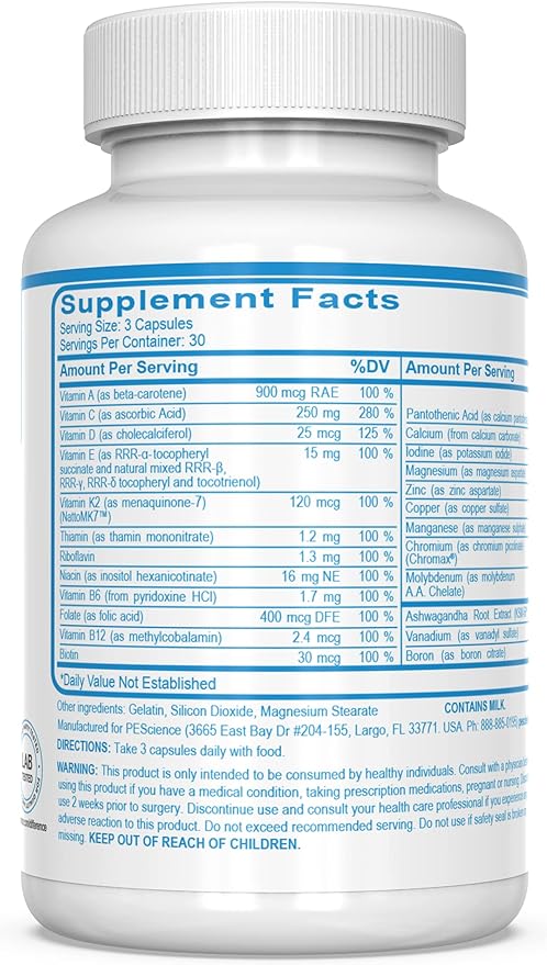 PEScience TruMulti Men's, Multivitamin with Premium Quality Vitamin C, D, Zinc for Immune & Stress Support, 90 Capsules