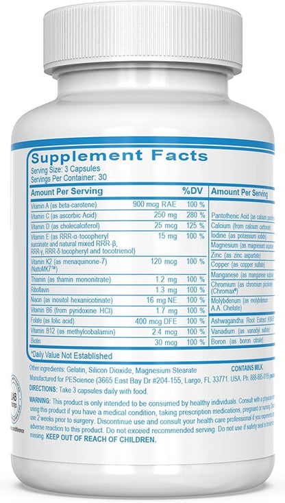 PEScience TruMulti Men's, Multivitamin with Premium Quality Vitamin C, D, Zinc for Immune & Stress Support, 90 Capsules