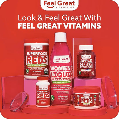 Feel Great Vitamins Superfruit Reds – Antioxidant Superfood with Polyphenols for Anti-Aging & Immune Support – Acai, Mangosteen, Pomegranate, Blueberry & Much More – 60 Capsules