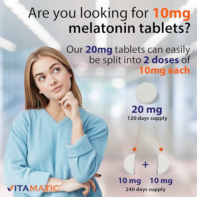 Vitamatic 2 Pack Melatonin 20mg Fast Dissolve 120 Tablets - Natural Berry Flavor | Vegetarian, Non-GMO, Gluten Free (Total 240 Tablets)