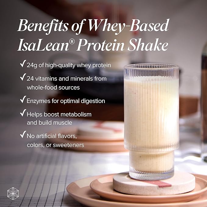 Isagenix IsaLean Shake - Complete Superfood Meal Replacement Drink Mix for Maintaining Healthy Weight and Lean Muscle Growth – (Kosher) Natural Creamy Vanilla - 14 Servings