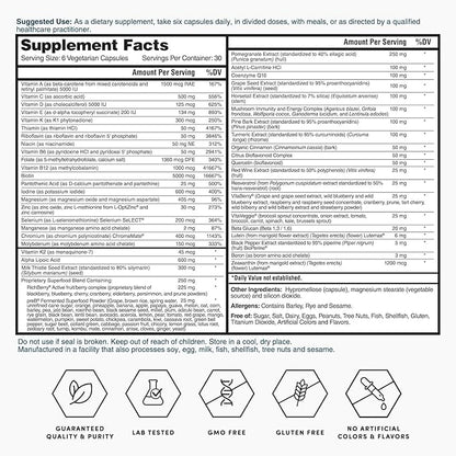 Nature's Lab Six Daily Advanced Multivitamin - Over 90 Nutrients, Minerals, Antioxidants, Herbs & Whole Foods - 180 Capsules (30 Day Supply)