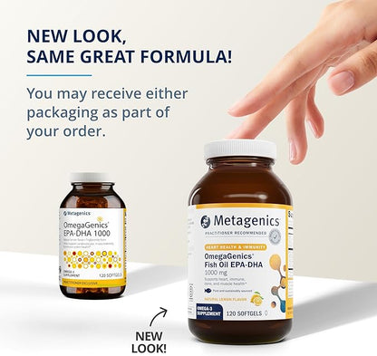 Metagenics OmegaGenics Fish Oil EPA-DHA 1000 - Omega-3 Fish Oil Supplement - for Heart Health, Musculoskeletal Health & Immune System Health* - with DHA & EPA - 120 Softgels