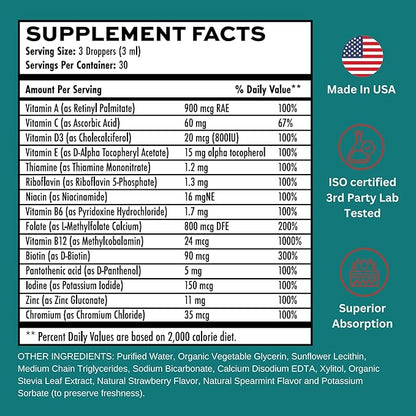 Liposomal Women's Liquid multivitamin Iron Free Drops| Sugar Free | Non-GMO | Gluten Free | Supports Immune System, Bone Health and Energy Metabolism