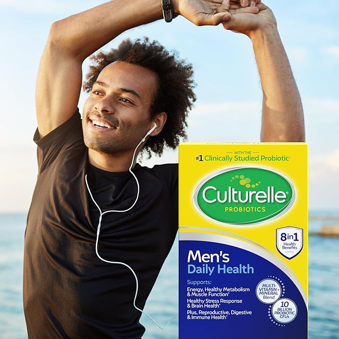 Culturelle Daily Health 8-in-1 Probiotic and Multivitamin for Men - 30 Count - Naturally-Sourced Probiotics for Digestive Health & Immune Support, with Magnesium, Vitamin D3, Vitamin C, Vitamin B12