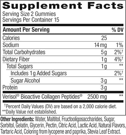 OLLY Collagen Gummy Rings, Supports Skin Elasticity and Firmness, 2.5g Collagen, Clinically-Tested, Peach, 15 Day Supply - 30 Count