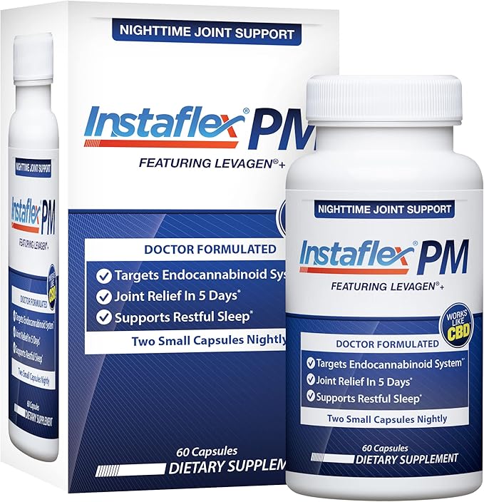 Instaflex PM Nighttime Joint Support with Levagen, Tamaflex, GABA, Ashwagandha, Passionflower Extract, Mobility, Sleep Support - 60 Capules