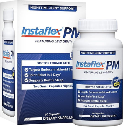Instaflex PM Nighttime Joint Support with Levagen, Tamaflex, GABA, Ashwagandha, Passionflower Extract, Mobility, Sleep Support - 60 Capules