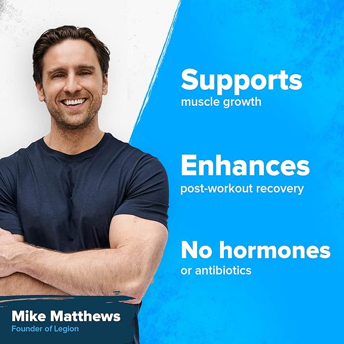 LEGION Whey+ Unflavored Whey Isolate Protein Powder from Grass Fed Cows - Low Carb, Low Calorie, Non-GMO, Lactose Free, Gluten Free, Sugar Free, All Natural Whey Protein Isolate, 30 Servings…