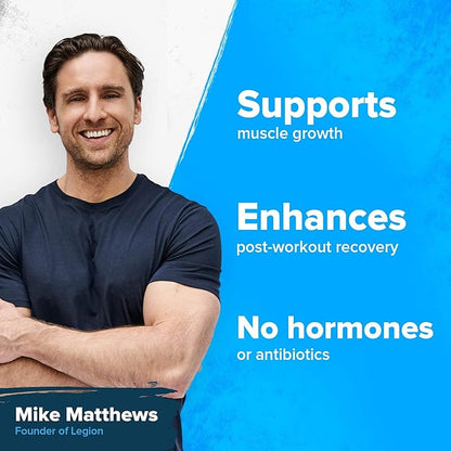 LEGION Whey+ Unflavored Whey Isolate Protein Powder from Grass Fed Cows - Low Carb, Low Calorie, Non-GMO, Lactose Free, Gluten Free, Sugar Free, All Natural Whey Protein Isolate, 30 Servings…